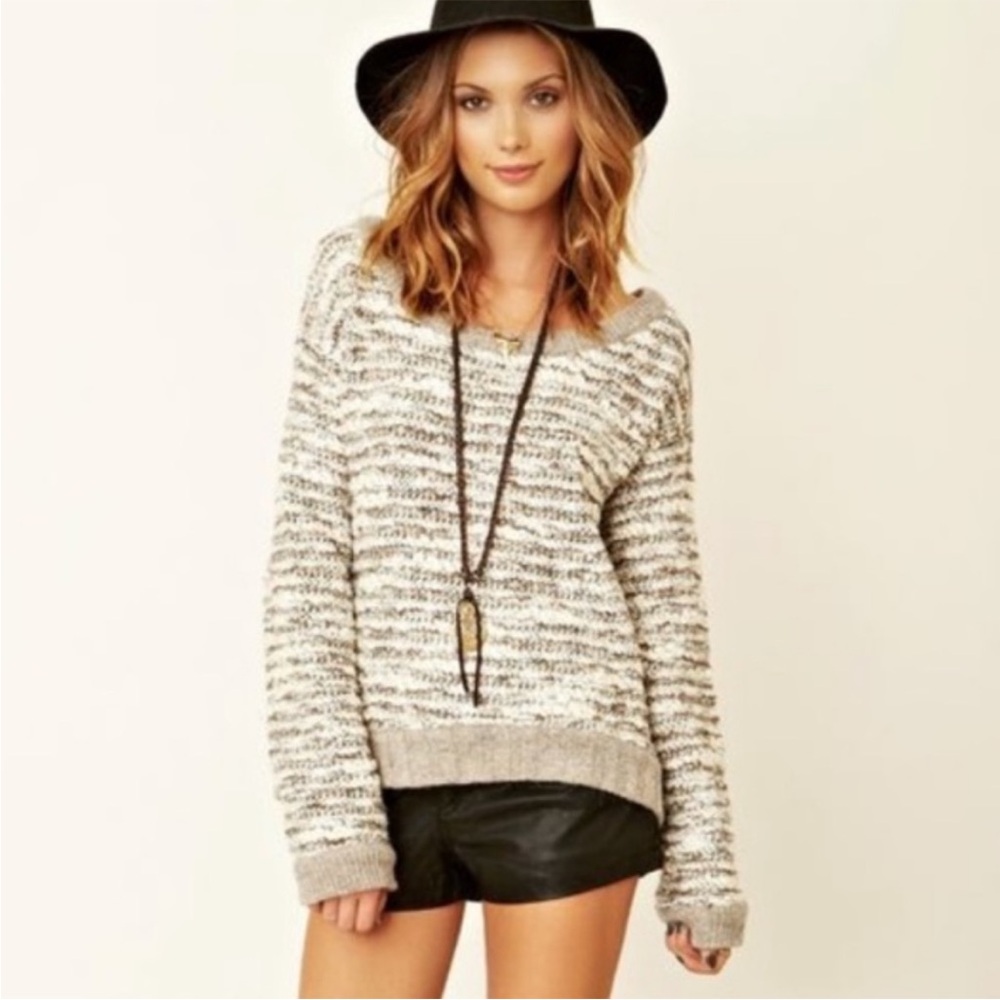 FREE PEOPLE Sail to the Moon Sweater Chunky Knit Boucle Sweater
